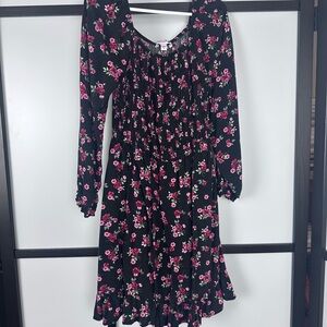 Chenault Black and Pink Floral Kids Dress
